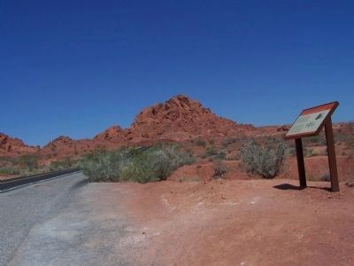 In Memory of Sergeant John J. Clark Marker, as seen east along Valley of Fire Highway. Click for full size. In Memory of Sergeant John J. Clark Marker, as seen east along Valley of Fire Highway image. Click for full size.