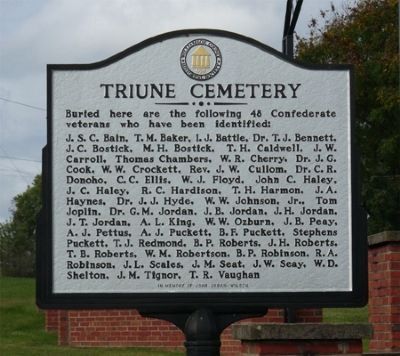 Triune Cemetery Marker image. Click for full size.