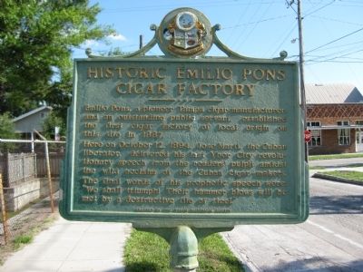 Historic Emilio Pons Cigar Factory Marker image. Click for full size.