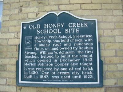 Old Honey Creek School Site Marker. Click for full size. Old Honey Creek School Site Marker image. Click for full size.