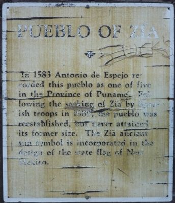 Pueblo of Zia Marker image. Click for full size.