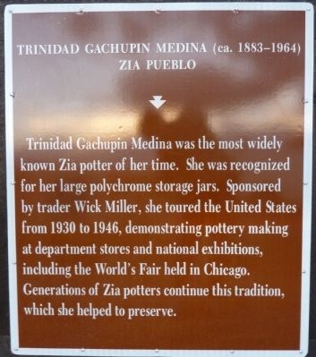 Trinidad Gachupin Medina (ca. 1883-1964) Marker Text image. Click for full size.