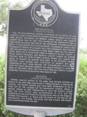 Meansville and Kaleta Marker. Click for full size. Meansville and Kaleta Marker image. Click for full size.