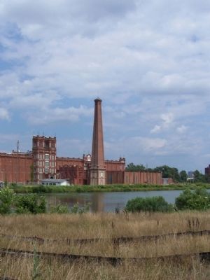 The Confederate States Powder Works Smokestack and Sibley Mill image. Click for full size.