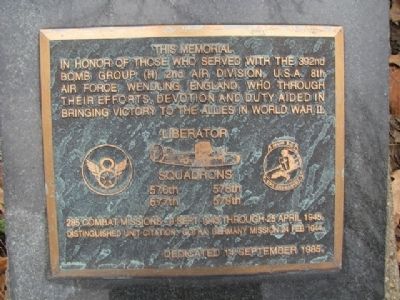 392nd Bomb Group (Heavy) Marker. Click for full size. 392nd Bomb Group (Heavy) Marker image. Click for full size.
