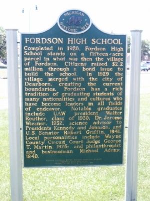 Fordson High School Marker Reverse image. Click for full size.