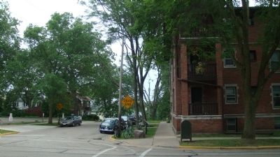 Looking southeast down South Brearly Street toward Lake Monona and the marker image. Click for full size.