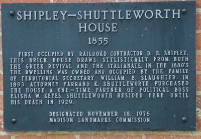 Shipley-Shuttleworth House Marker. Click for full size. Shipley-Shuttleworth House Marker image. Click for full size.