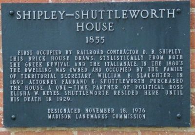 Shipley-Shuttleworth House Marker image. Click for full size.