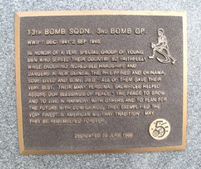 13th Bomb Sqdn., 3rd Bomb Gp. Marker. Click for full size. 13th Bomb Sqdn., 3rd Bomb Gp. Marker image. Click for full size.