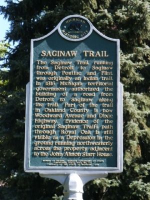 Saginaw Trail Marker image. Click for full size.