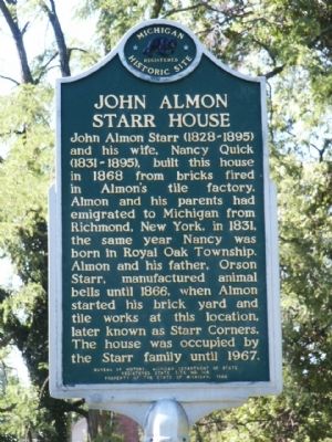 John Almon Starr House Marker (backside of Saginaw Trail marker) image. Click for full size.