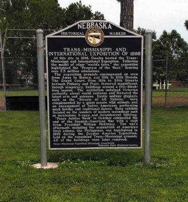 Trans-Mississippi and International Exposition of 1898 Marker. Click for full size. Trans-Mississippi and International Exposition of 1898 Marker image. Click for full size.