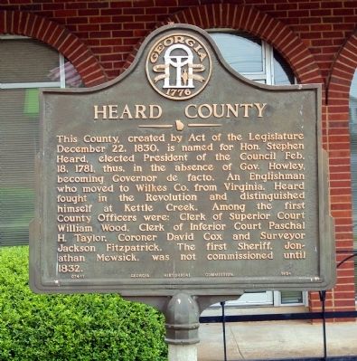 Heard County Marker. Click for full size. Heard County Marker image. Click for full size.
