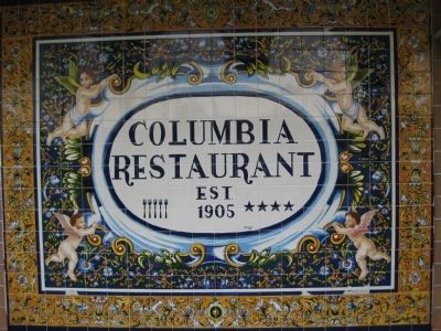 Columbia Restaurant Painted Tilework Sign image. Click for full size.