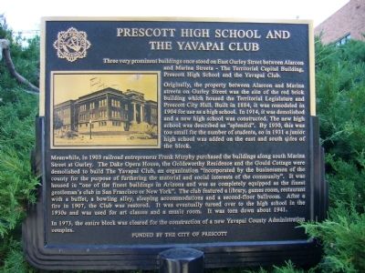 Prescott High School and the Yavapai Club Marker image. Click for full size.