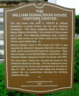 Former William Donaldson House Marker from 2009. image. Click for full size.