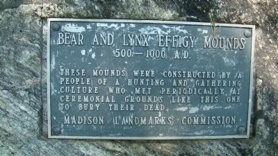Bear and Lynx Effigy Mounds Marker. Click for full size. Bear and Lynx Effigy Mounds Marker image. Click for full size.
