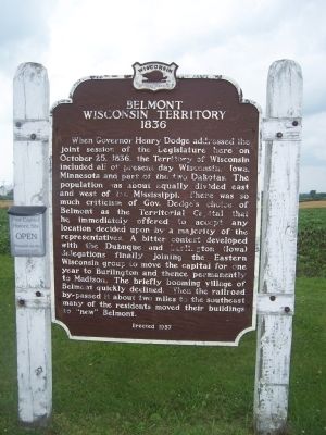 Belmont, Wisconsin Territory, 1836 Marker image. Click for full size.