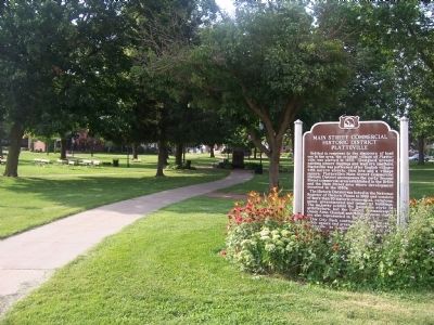 City Hall Park, location of Main Street Commercial Historic District Platteville Marker image. Click for full size.