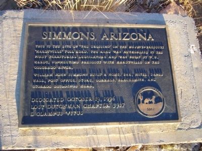 Simmons, Arizona Marker image. Click for full size.