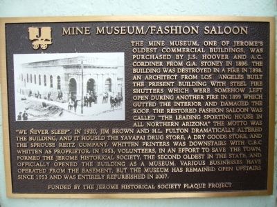 Mine Museum/Fashion Saloon Marker image. Click for full size.