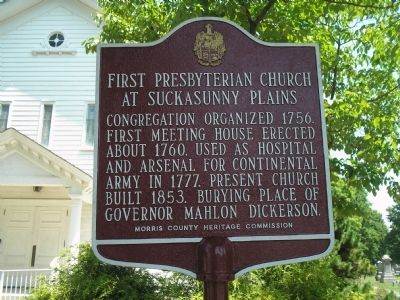 First Presbyterian Church at Suckasunny Plains Marker image. Click for full size.