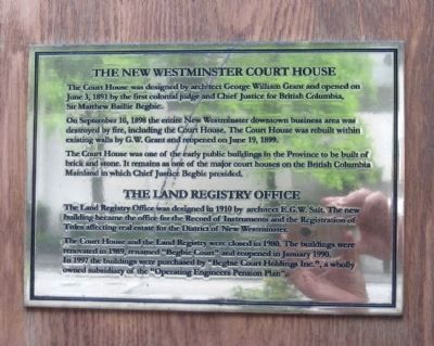 The New Westminster Court House and Land Registry Office Marker image. Click for full size.