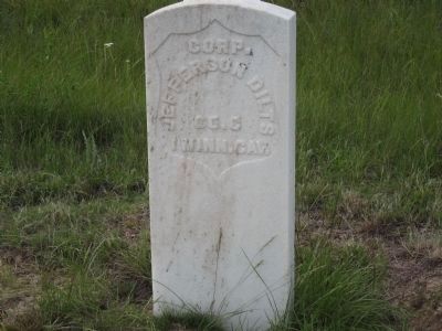Headstone of Corp. Jefferson Dilts Co. G 1 Minn. Cav. image. Click for full size.