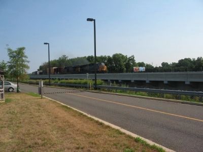 Train Passing along the Modern Elevated Tracks. Click for full size. Train Passing along the Modern Elevated Tracks image. Click for full size.