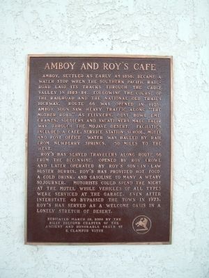 Amboy and Roy's Café Marker image. Click for full size.