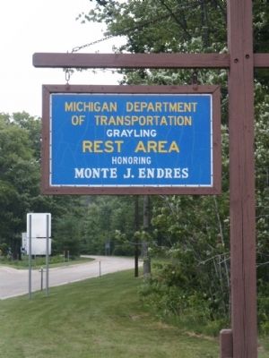 Grayling Rest Area sign image. Click for full size.