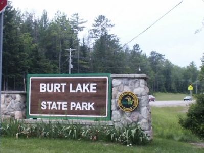 Burt Lake State Park sign image. Click for full size.