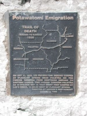 Potawatomi Trail of Death Marker image. Click for full size.