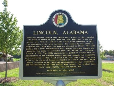 Lincoln, Alabama Marker image. Click for full size.
