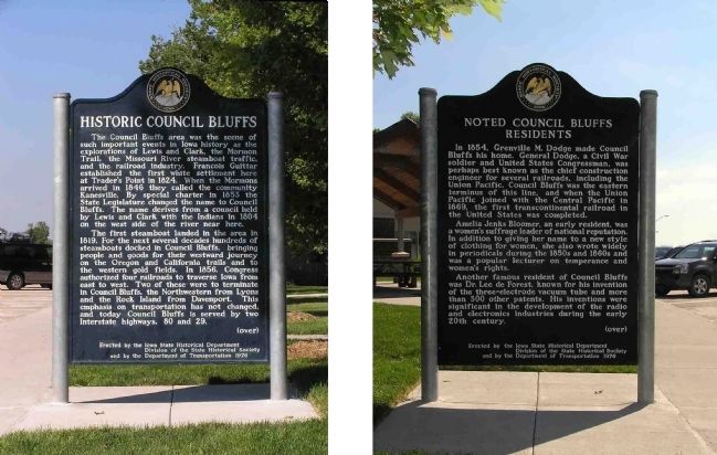 Historic Council Bluffs / Noted Council Bluffs Residents Marker. Click for full size. Historic Council Bluffs / Noted Council Bluffs Residents Marker image. Click for full size.