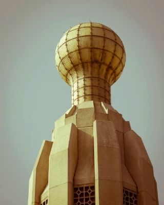 Large Illuminated Light Bulb On Top of the Edison Memorial Tower image. Click for full size.
