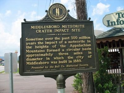Middlesboro Meteorite Crater Impact Site Marker - Side B image. Click for full size.
