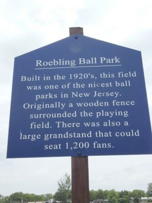 Roebling Ball Park Marker image. Click for full size.