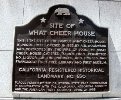 Site of What Cheer House Marker image. Click for full size.