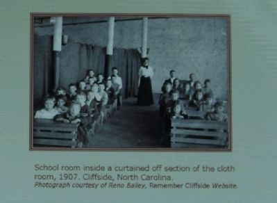 School room inside a curtained off section of the cloth room, 1907. Cliffside, North Carolina. image. Click for full size.