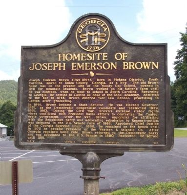 Homesite of Joseph Emerson Brown Marker image. Click for full size.
