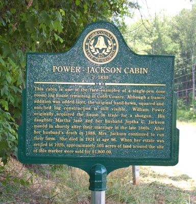 Power-Jackson Cabin Marker image. Click for full size.
