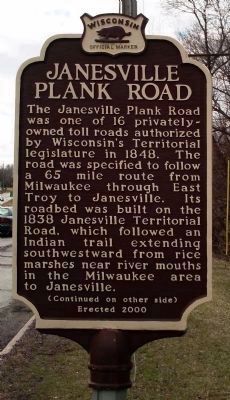 Janesville Plank Road Marker. Click for full size. Janesville Plank Road Marker image. Click for full size.