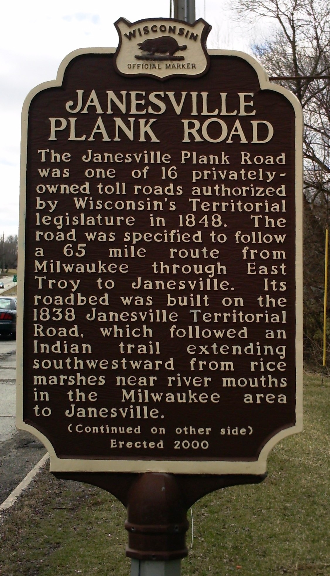Janesville Plank Road Marker