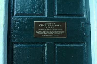 Marker on the Door of Charles Manly's Law Office image. Click for full size.