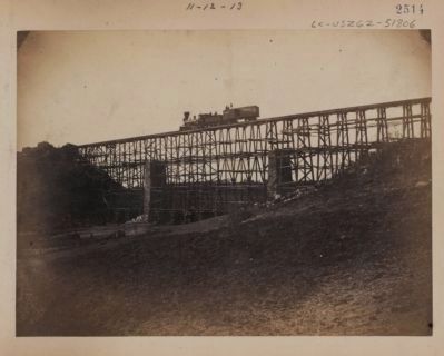Military railroad bridge across Potomac Creek, on the Fredericksburg Railroad image. Click for full size.