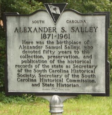 Alexander S. Salley Marker image. Click for full size.