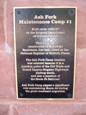 Ash Fork Maintenance Camp #1 Marker. Click for full size. Ash Fork Maintenance Camp #1 Marker image. Click for full size.