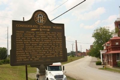 Confederate Powder Works Marker, looking northwest along Goodrich Street image. Click for full size.